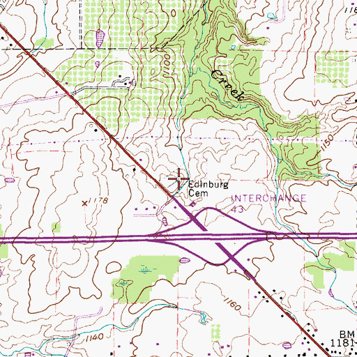Topographic Map of Edinburg Cemetery, OH