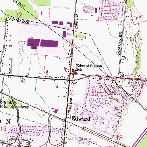 Topographic Map of Edward Station School, OH