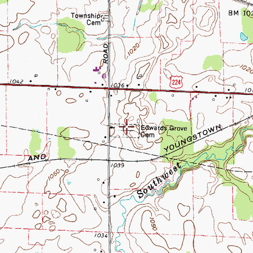 Topographic Map of Edwards Grove Cemetery, OH