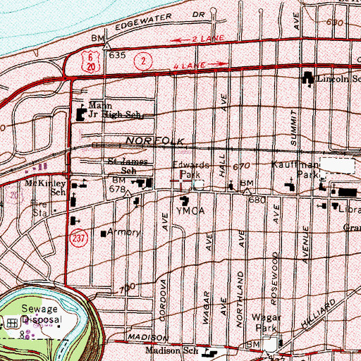 Topographic Map of Edwards Park, OH