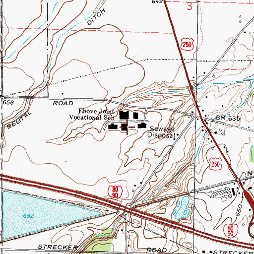 Topographic Map of Ehove Joint Vocational School, OH