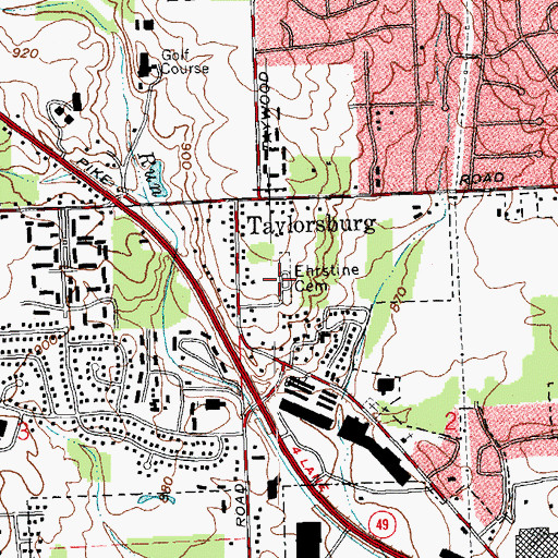 Topographic Map of Ehrstine Cemetery, OH