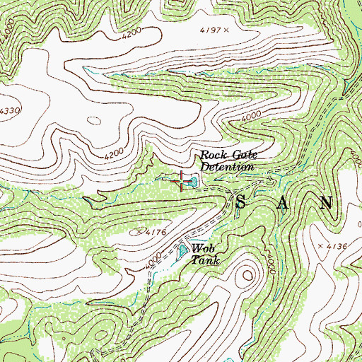 Topographic Map of Rock Gate Detention, AZ