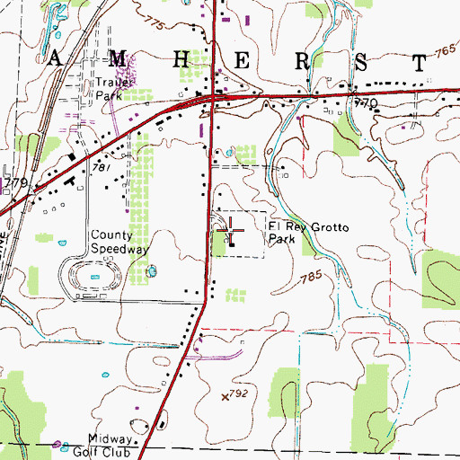 Topographic Map of El Rey Grotto Park, OH