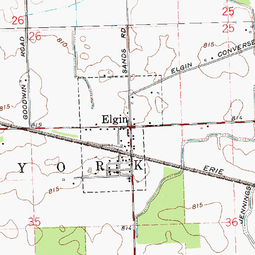 Topographic Map of Elgin, OH