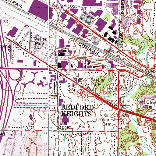 Topographic Map of Elija Cemetery, OH