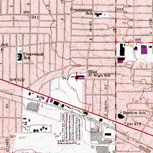 Topographic Map of Eliot Junior High School, OH