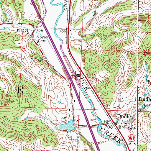 Topographic Map of Elk Run, OH
