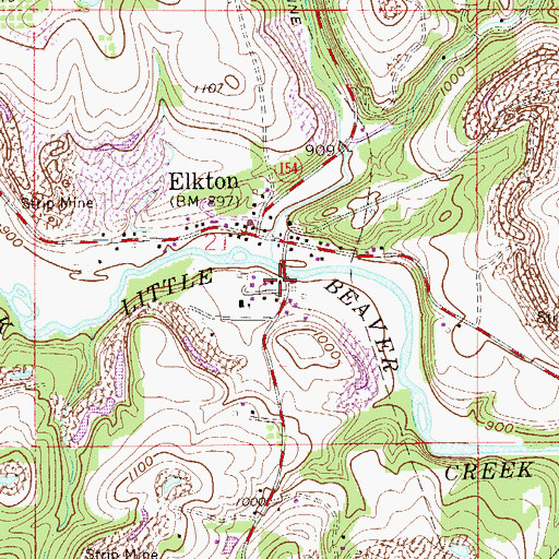 Topographic Map of Elk Run, OH