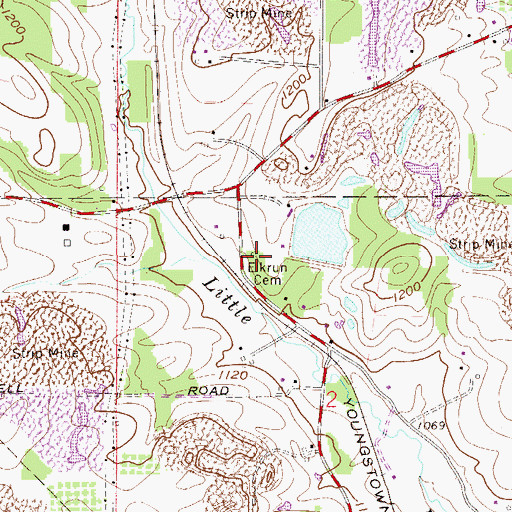 Topographic Map of Elkrun Cemetery, OH