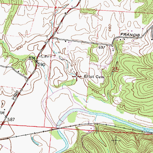 Topographic Map of Elliot Cemetery, OH