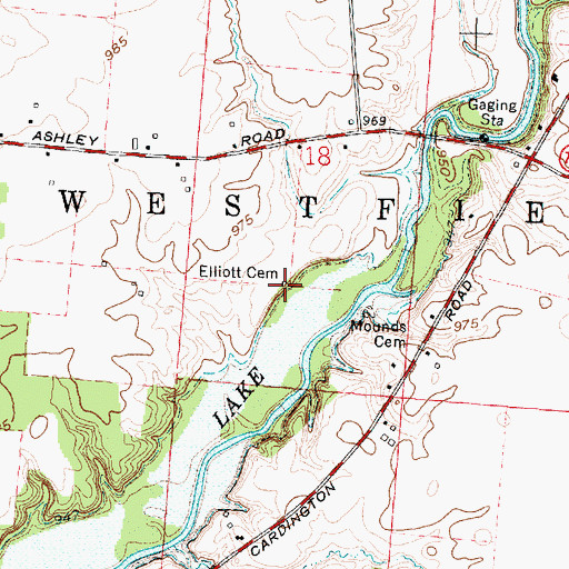 Topographic Map of Elliott Cemetery, OH