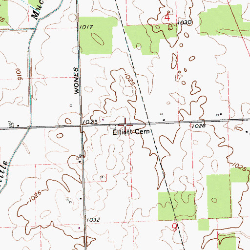 Topographic Map of Elliott Cemetery, OH