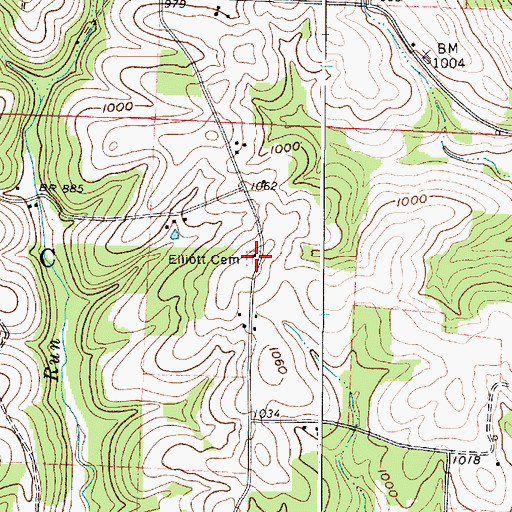 Topographic Map of Elliott Cemetery, OH