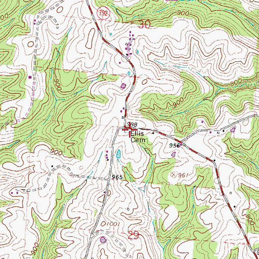 Topographic Map of Ellis Cemetery, OH