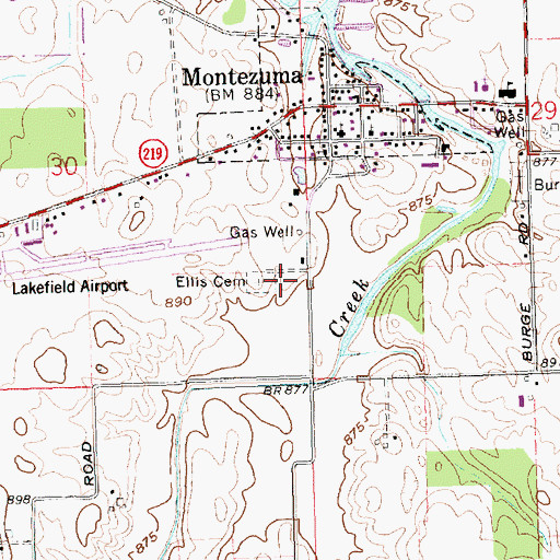 Topographic Map of Ellis Cemetery, OH