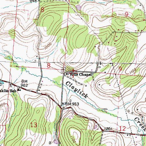 Topographic Map of Ellis Chapel, OH