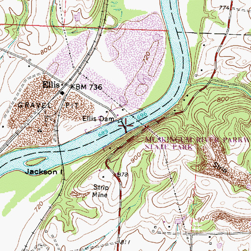 Topographic Map of Ellis Dam, OH