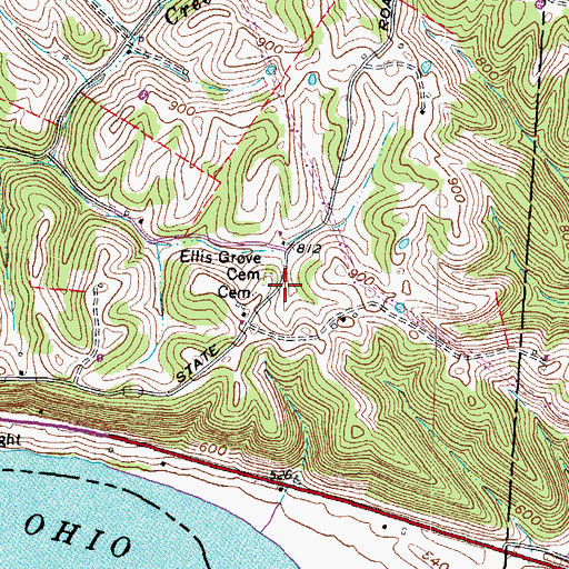 Topographic Map of Ellis Grove Cemetery, OH