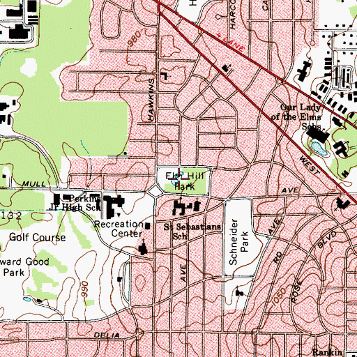 Topographic Map of Elm Hill Park, OH