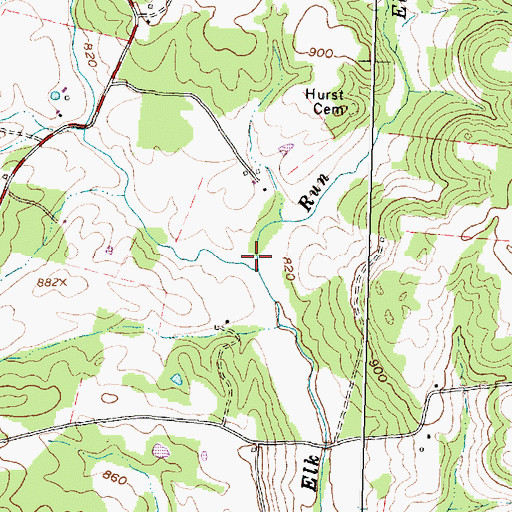 Topographic Map of Elm Run, OH