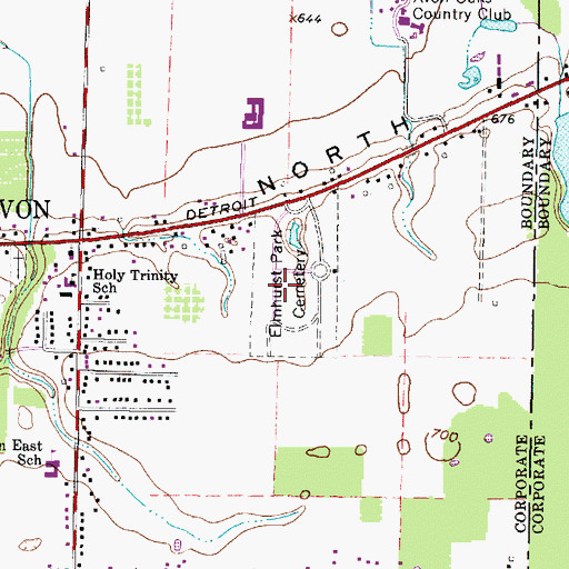 Topographic Map of Elmhurst Park Cemetery, OH
