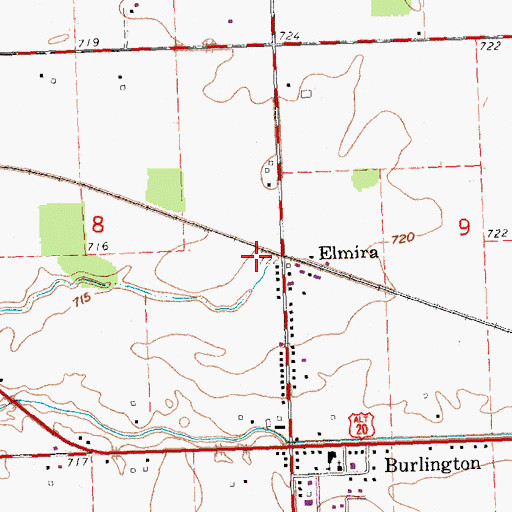 Topographic Map of Elmira, OH