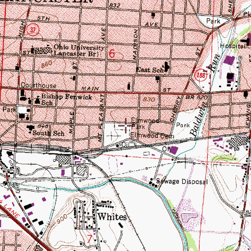 Topographic Map of Elmwood Park, OH