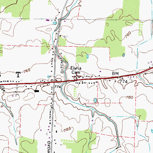 Topographic Map of Agudath Achim Cemetery, OH