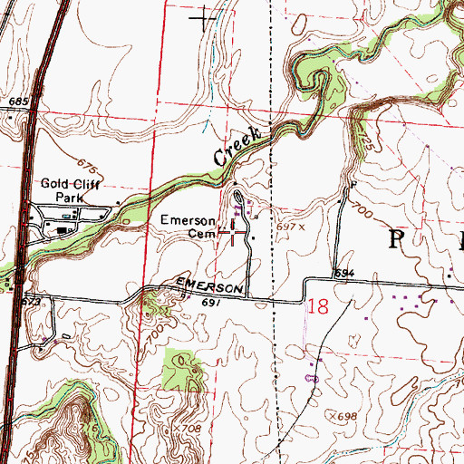 Topographic Map of Emerson Cemetery, OH