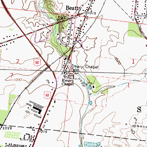 Topographic Map of Emery Chapel Cemetery, OH