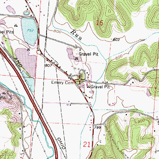 Topographic Map of Crawfis Emery Cemetery, OH