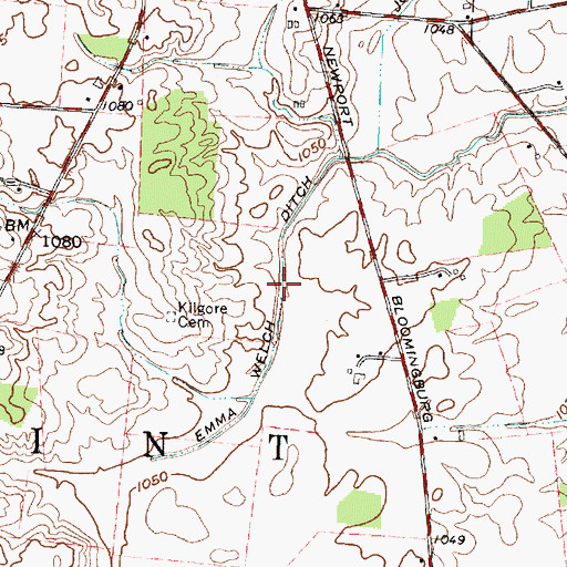 Topographic Map of Emma Welch Ditch, OH