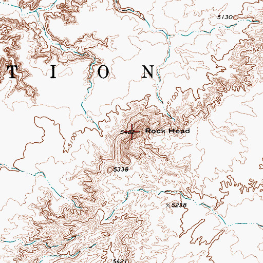 Topographic Map of Rock Head, AZ