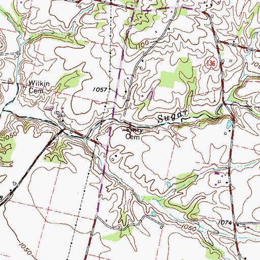 Topographic Map of Emry Cemetery, OH