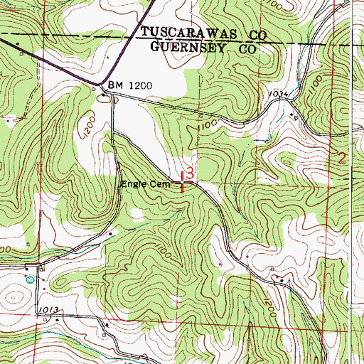 Topographic Map of Engle Cemetery, OH