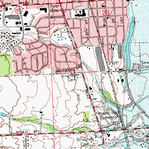 Topographic Map of English Cemetery, OH