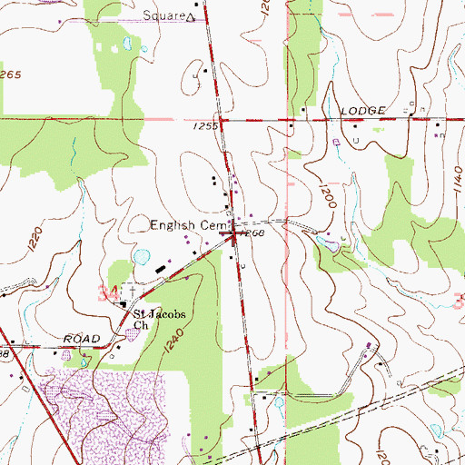 Topographic Map of English Cemetery, OH