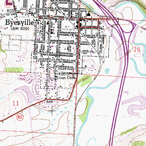 Topographic Map of Enon Cemetery, OH