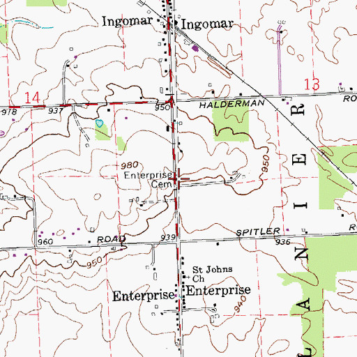 Topographic Map of Enterprise Cemetery, OH