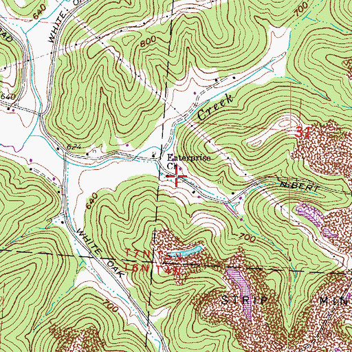Topographic Map of Enterprise Church, OH