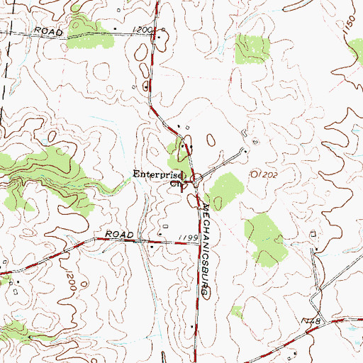 Topographic Map of Enterprise Church, OH