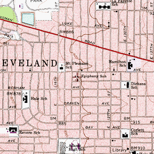 Topographic Map of Epiphany School, OH