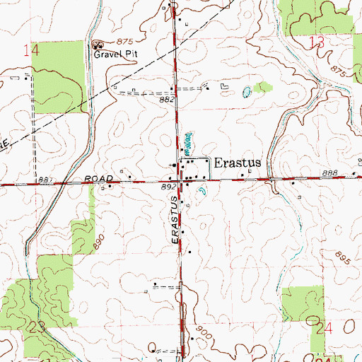 Topographic Map of Erastus, OH