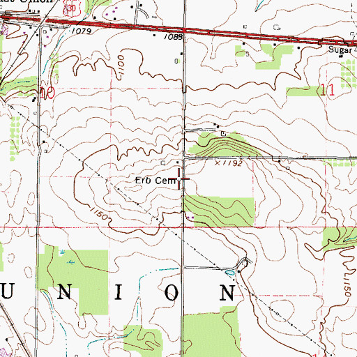 Topographic Map of Erb Cemetery, OH