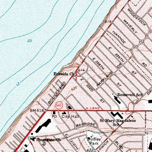 Topographic Map of Erieside Church, OH