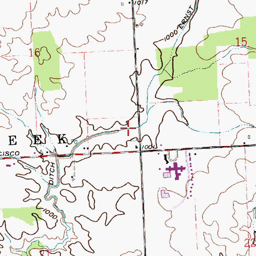 Topographic Map of Ernst Ditch, OH