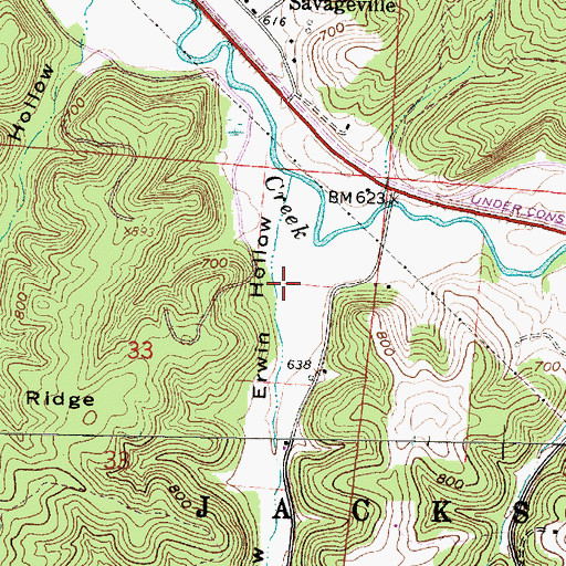 Topographic Map of Erwin Hollow, OH