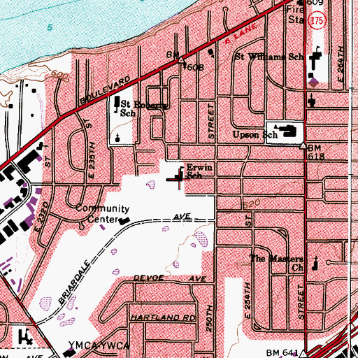 Topographic Map of Russell Erwine Elementary School (historical), OH