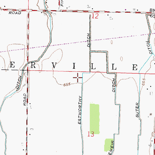 Topographic Map of Estworthy Ditch, OH
